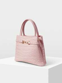 MOTF PREMIUM FASHION ALLIGATOR PATTERN HANDBAG - Pink alligator pattern - View 3