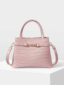 MOTF PREMIUM FASHION ALLIGATOR PATTERN HANDBAG - Pink alligator pattern - View 4
