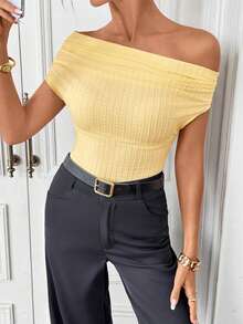 Editum Women's Black Versatile Knit Fitted Elegant Versatile Blouse, Essential For Spring/Summer Commute - Black - View 5