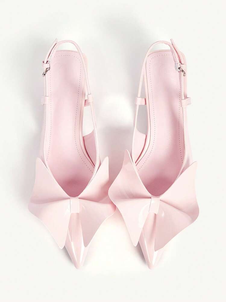 CUCCOO CHICEST Women's Shoes Summer And Summer New Pointed Toe Pink Patent Leather Origami Decorative Strap Kitten And Afternoon Tea Wear Elegant Dating Shoes Wedding Shoes Summer Shoes Bride Shoes