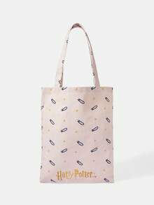 HARRY POTTER X SHEIN 女士卡通印花图案便捷手提包 - 珊瑚粉 - 查看 6