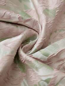 BELROSIE Textured Burn-Out Raised Embossed Decor Round Neck Belted Dress With Button Trim - Baby Pink - View 7