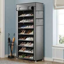 Shoe Cabinet With Dust Cover, Non-Woven Fabric Material, Space Saving, Large Capacity, Easy To Assemble, Portable Shoe Cabinet, Suitable For Various Scenarios Such As Foyer, Storage Rack, Home And Dormitory Storage, Shoe Organization, Shoe Storage, Shoe Cabinet, Room Decoration, Storage Rack, Shelf, Minimalist Style - Multicolor - View 5