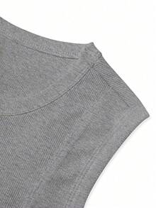 SHEIN Manfinity Dauomo Men's Solid Color Crew Neck Ribbed Casual Tank Top - Light Grey - View 4