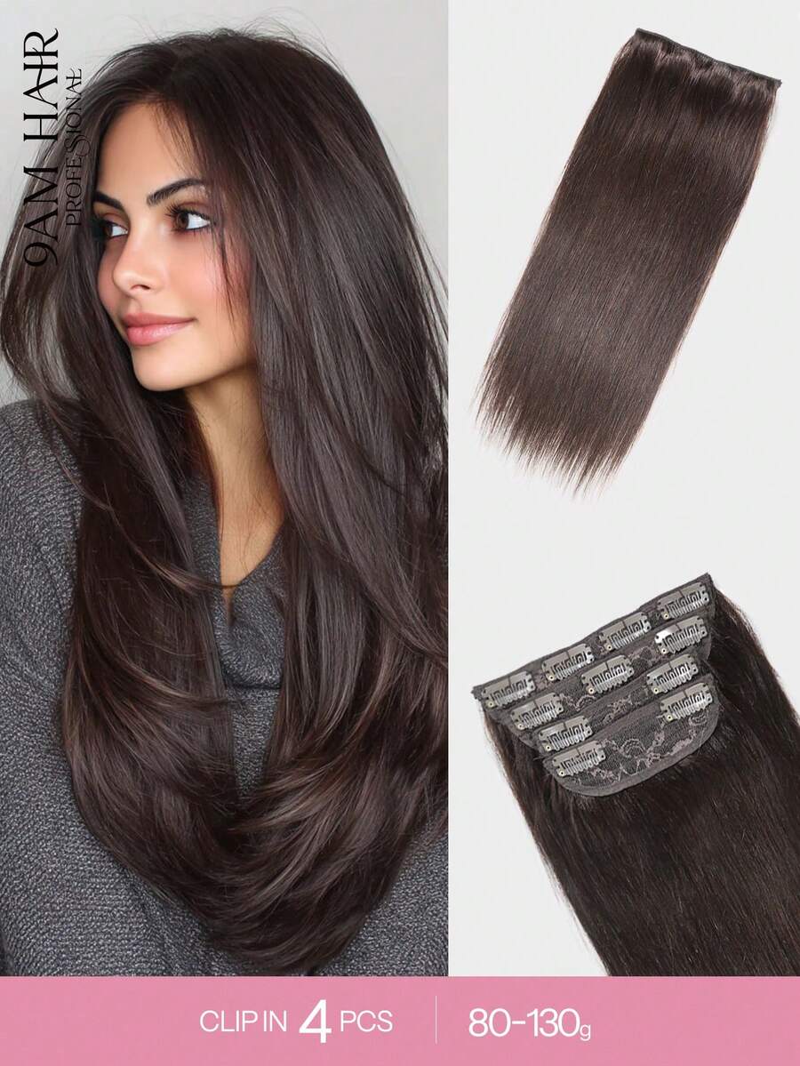 Clip In Hair Extensions Human Hair, 8-20 Inch Clip In Extensions For Women, Invisible Straight Seamless Clip Ins Hair Extensions 4pcs Double Weft #2 - S2 - View 1