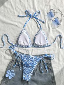 Swim Vcay 2025 女士夏季沙滩度假褶皱豹纹吊带比基尼套装 - 彩色 - 查看 2