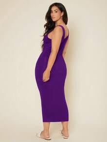 EMERY ROSE Vestido casual de cena y citas de corte ajustado en talla grande - Morado - Ver 3