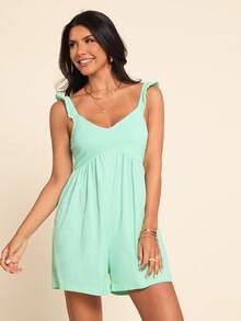 Coeurva Women's Casual Elegant Romantic Minimalist Comfortable Jumpsuit, Ladies' Jumpsuit, Spring/Summer - Green - View 7