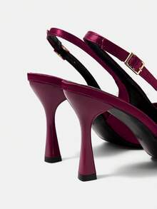 CUCCOO HITCHD Women's New Bride Spring New Style Thin Heel Outdoor Elegant Wedding Dress Red High Heels - Burgundy - View 5