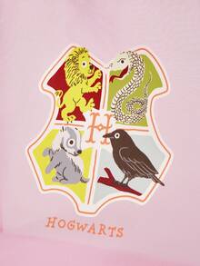 HARRY POTTER X SHEIN 黑色网眼手提袋，印花图案，大容量，便携，适合度假、旅行、购物。 - 西瓜粉 - 查看 3