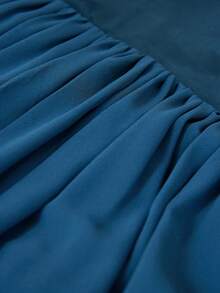 Aveloria Rosie Elegant Chiffon Dress With Satin Fabric Splicing, U-Neck Sleeveless Design, Minimalist High-End Luxury Style For Women - Teal Blue - View 7