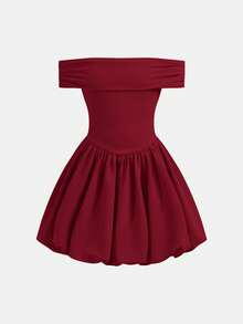 Firerie Kids 少女露肩收腰公主裙，休闲日常穿着，正式场合，派对礼服，生日姐妹装，适合女孩日常穿着、假期、家庭聚会和特殊场合，姐妹装风格，春夏款，可爱、优雅、甜美、复古、时尚。适合妈妈、女儿和姐妹的亲子装。 - 酒紅色 - 查看 3