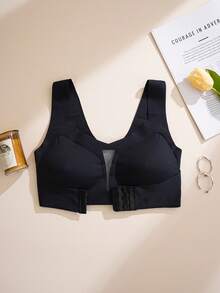 NudeFit Sujetador adhesivo sin costuras con diseño de elevación frontal de malla y parches sexy - Negro - Ver 3