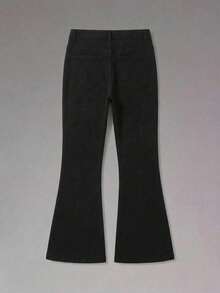 DSELFIQUE 男士斜口袋喇叭腿牛仔裤（无腰带），纯色长款宽松黑色洗水工装牛仔裤，适合送给丈夫、男朋友的礼物 - 黑色 - 查看 2