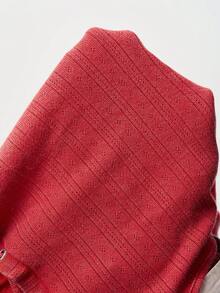 Bohemela Áo thun nữ tay ngắn cổ tròn màu trơn, dáng ôm, chất liệu vải mài, thích hợp mặc thường ngày. - Đỏ - Xem 3