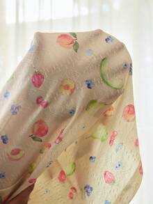 CottageSlumber Countryside Fruit Print V-Neck Textured Knit Fabric Camisole Mini Nightgown - Multicolor - View 7