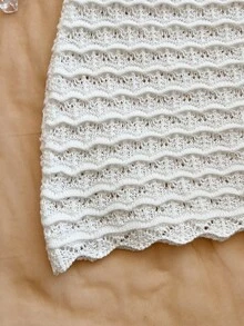Soleia Váy mùa hè thời trang với họa tiết vỏ sò, màu trơn, khoét rỗng. - Màu Khaki - Xem 3
