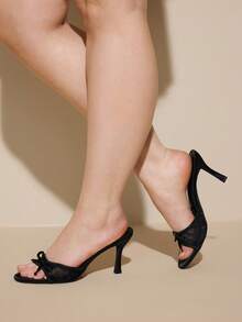 CUCCOO CURVES Giày nữ mũi tròn buộc dây có nơ, kiểu dáng đa năng, thời trang hàng ngày, đế rộng, cao gót - màu đen - Xem 5