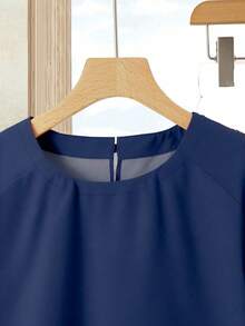 Rusticease 女士度假休闲纯色上衣+印花半裙套装（2件套），女士夏季服装，夏季半裙套装，半裙上衣套装，女士半裙上衣套装，印花半裙套装 - 藍色 - 查看 4