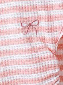 Emery Rose Kids Bộ 2 món áo thun cổ tròn xếp ly kẻ sọc dáng casual cho bé gái, gồm áo thun và quần. - Nhiều màu - Xem 7