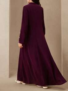 Al Najma Solid Color Elegant Slim Fit Abaya For Women, Autumn/Winter - Burgundy - View 2