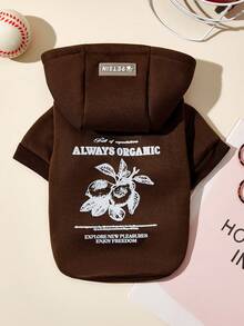 PETSIN 1 Piece Of Fruit Letter Printed Pet Coffee Color Sports Style Thick Warm Spring And Autumn Pet Clothing Hoodie - Brown - View 1