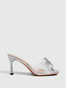 CUCCOO SZL Women's Fashionable And Sexy Square Toe Pinch Stiletto High Heel Sandals Prom Heels Summer Shoes - Silver - View 2