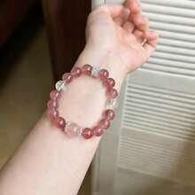 Cirelle Natural Strawberry Crystal Bracelet Set - Pink & White Crystal For Love & Luck, Crystal Healing Jewelry For Daily Wear & Gift - Multicolor - View 10
