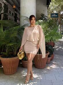 Firerie 时尚网纱优雅浪漫复古沙滩度假连衣裙 - 杏色 - 查看 9