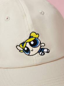 THE POWERPUFF GIRLS X SHEIN 升级版可爱卡通泡泡白色防晒棒球帽，适合儿童、女孩，透气、柔软、舒适，适合旅行和户外活动 - 白色 - 查看 3
