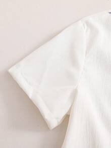 SHEIN Chaleco blanco estampado casual para niñas, diseño suave y de moda, versátil para verano, vacaciones, viajes, escuela y uso diario - Blanco - Ver 5