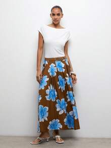 Maija 2026夏季新款卡其色百褶喇叭裙，PU皮革金属腰带设计，优雅休闲百搭，适合婚礼宾客、办公室、日常穿着、海滩、音乐节、派对、独立日、Y2K风格圣帕特里克节等场合。 - 彩色 - 查看 3