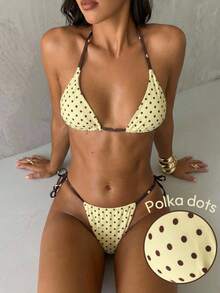 Aloruh 女士新款棕色比基尼，撞色滚边设计，串珠链装饰，波西米亚风格服装，复古图案，女士度假装，女士沙滩装，春夏泳装，女士泳衣，优雅女士沙滩泳装，女士泳装，女士泳衣，女士泳装，女士泳装，女士比基尼，女士比基尼套装，女士沙滩比基尼，优雅女士比基尼 - 彩色 - 查看 10