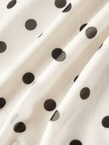 SHEIN MOD Petite Women's Polka Dot Twist Hem Casual Mini Dress, Suitable For Dates And Parties - Apricot - View 4