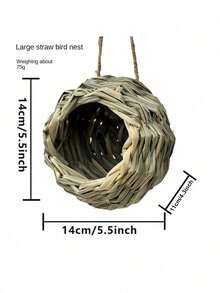 1pc Handmade Woven Grass Bird Nest, Ball Shaped Round Opening Parrot House For Outdoor Decoration, Suitable For All Seasons, Random Color (Natural Color Variations Are Normal) - Multicolor - View 9
