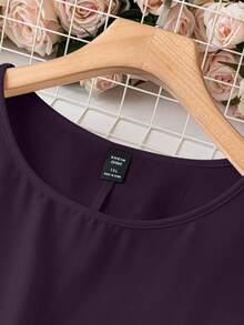 SHEIN LUNE Camisa casual de talla grande con volantes y unicolor - Morado - Ver 5