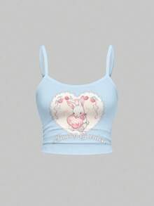 ROMWE Kawaii [Đồ lót] Bộ 2 món gồm áo hai dây gợi cảm, dây đeo, cạp thấp và quần ống loe dành cho nữ. - Màu xanh lam - Xem 5