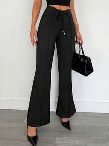 Siren Gaze Quần ống loe nữ cạp chun, kiểu dáng thường ngày đa năng, thích hợp mặc hàng ngày. - màu đen - Xem 3