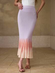 MOTF PREMIUM WOMEN'S KNITTED ELASTIC OMBRE MERMAID SWEATER SKIRT - Multicolor - View 4