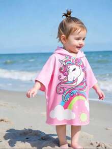 Emery Rose Kids Emery Rose Kids 小女孩可爱休闲粉色卡通图案连帽宽松泳衣罩衫 - 粉色 - 查看 2