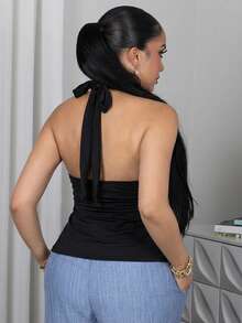 Melissa Matos 万圣节女式露背吊带黑色娃娃背心 - 彩色 - 查看 5