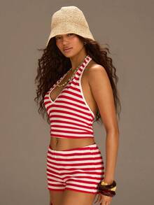 Athîral Women's Casual Vacation Mesh Embroidered Tank Top And Shorts 2 Pieces Set, Spring/Summer - Multicolor - View 6