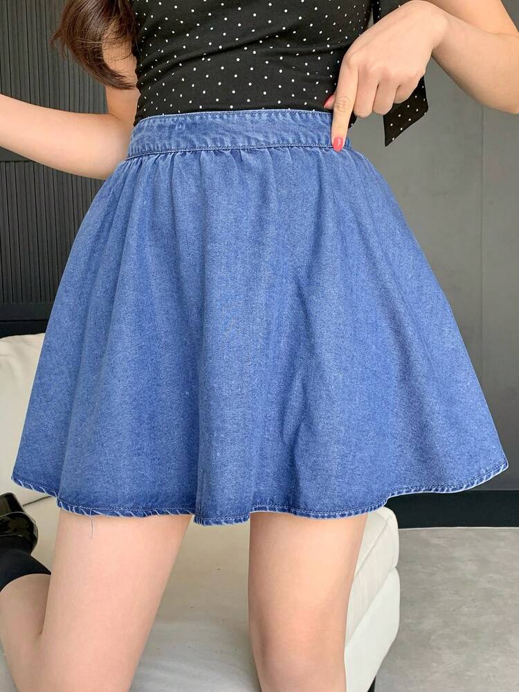 Loose Casual Fashion Design Sweet Girl Lightweight Outdoor Street Denim Mini Skirt, Suitable For Spring & Summer