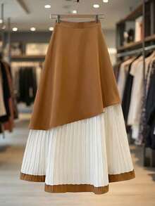 GlowEve Women's Retro High-End Fashionable Patchwork Skirt, New Spring/Summer/Autumn/Winter 2026 Collection, Elegant Goddess Style Long Skirt - Apricot - View 6