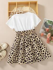 SHEIN 小女童心形和字母圖案假兩件連衣裙 - 彩色 - 查看 2