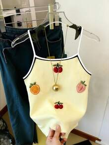 SHEIN Camiseta de tirantes ajustada y corta para mujer - Amarillo - Ver 4