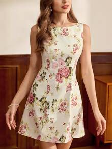 Vintamour 复古优雅女士连衣裙，带口袋，印花迷你连衣裙，修身休闲通勤度假短裙，夏季连衣裙，夏季服装，夏季穿搭，春季服装，春季连衣裙，春季服装，春假穿搭，复活节连衣裙，优雅连衣裙，度假穿搭，夏季度假穿搭，休闲连衣裙，外出穿搭 - 杏色 - 查看 5