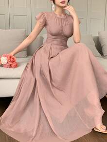 DAZY Đầm chữ A thanh lịch, thiết kế thắt eo, kiểu dáng nhẹ nhàng dành cho nữ mùa hè. - Blush Crush - Xem 1