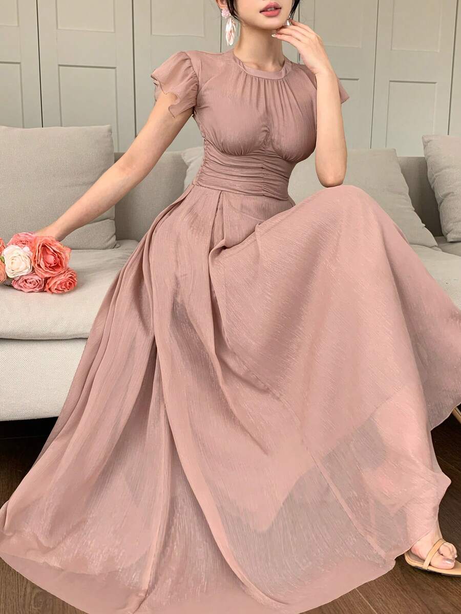 DAZY Đầm chữ A thanh lịch, thiết kế thắt eo, kiểu dáng nhẹ nhàng dành cho nữ mùa hè. - Blush Crush - Xem 1