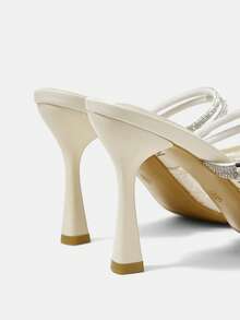 CUCCOO HITCHD 细跟网面高跟鞋，闭趾性感绑带凉鞋 - 杏色 - 查看 5